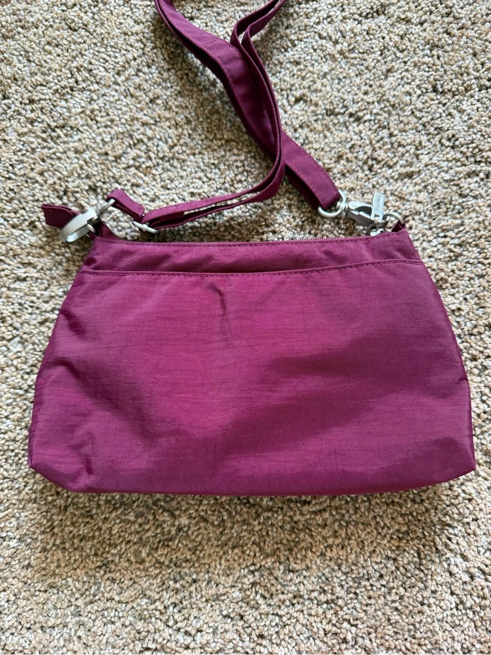 BAGGALLINI Deep Plum Purple Small Nylon Zippered Crossbody Shoulder Bag